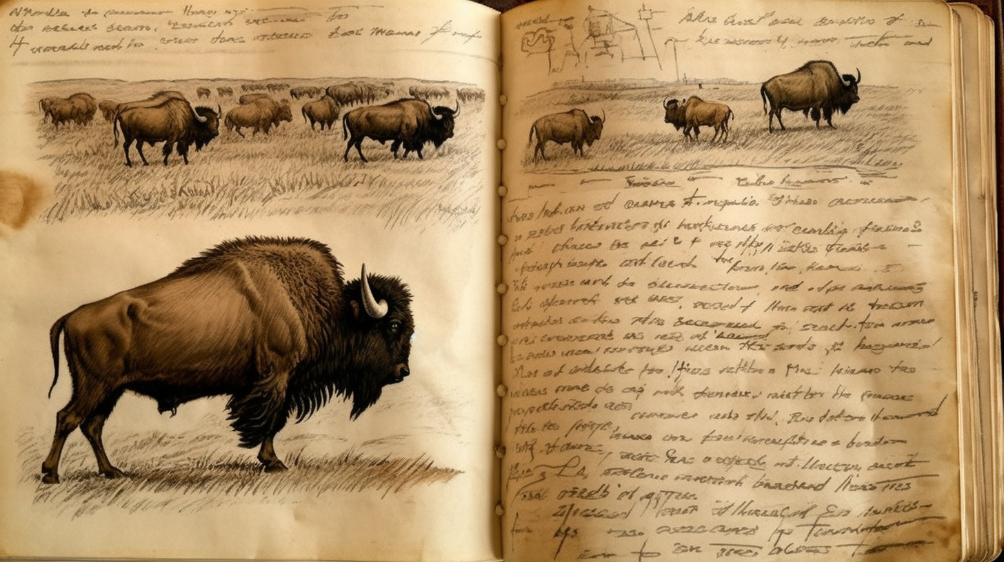 journal pages with buffalo