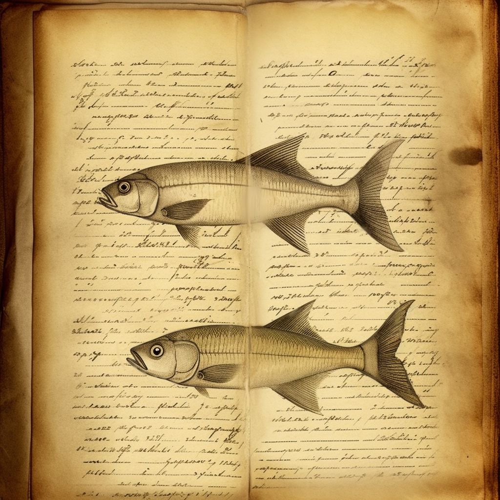 journal pages with fish illustration