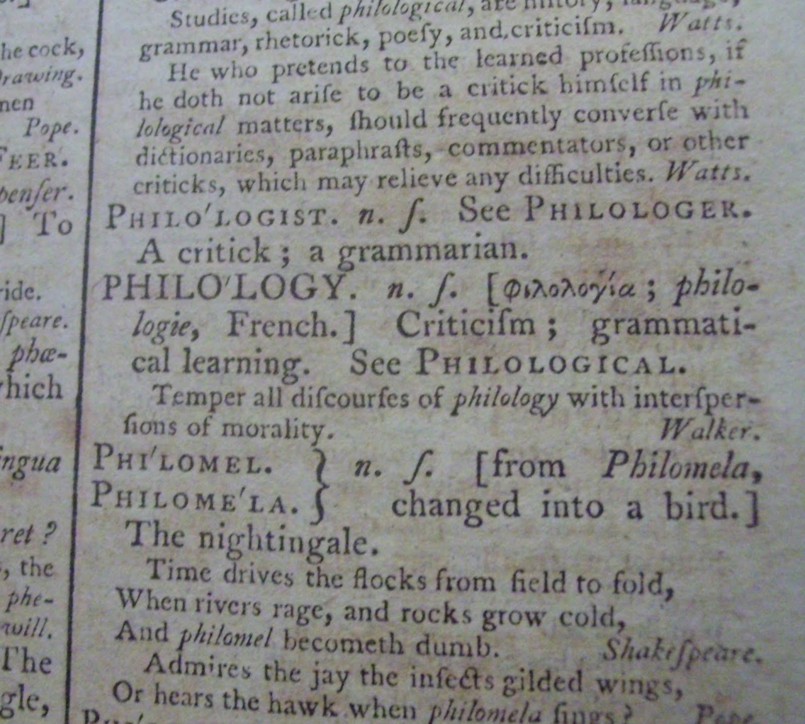 Excerpt from Samuel Johnson dictionary