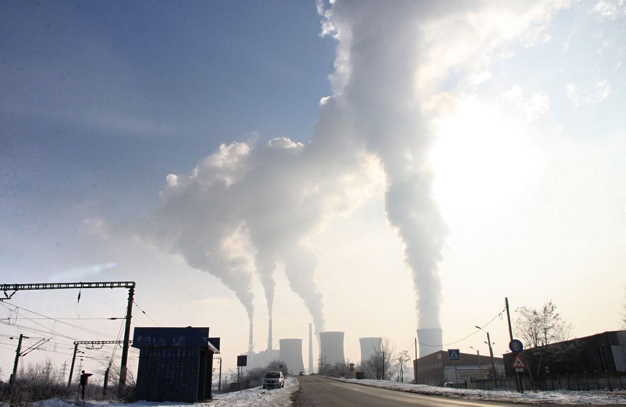 industrial smokestacks