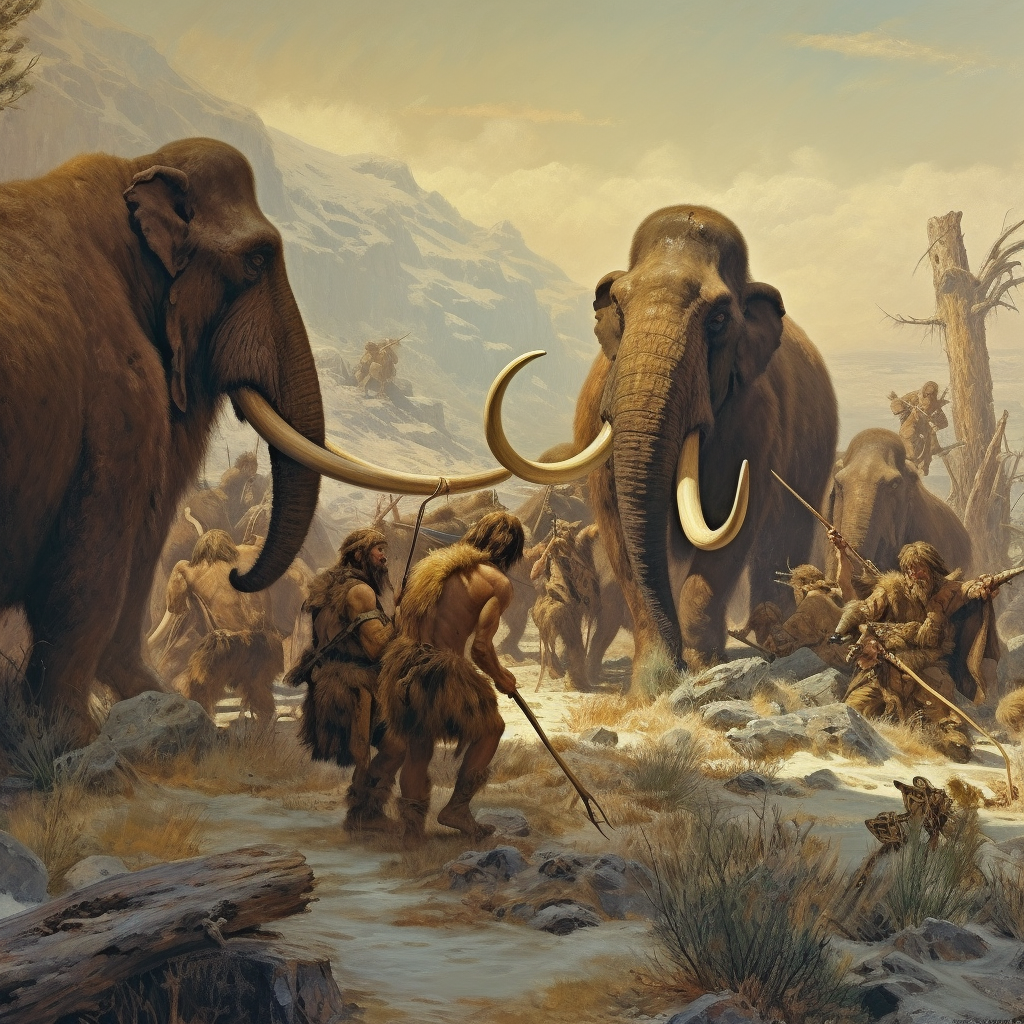 prehistoric people hunting mammoths
