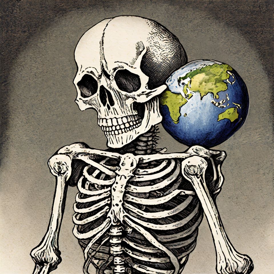 skeleton carrying world